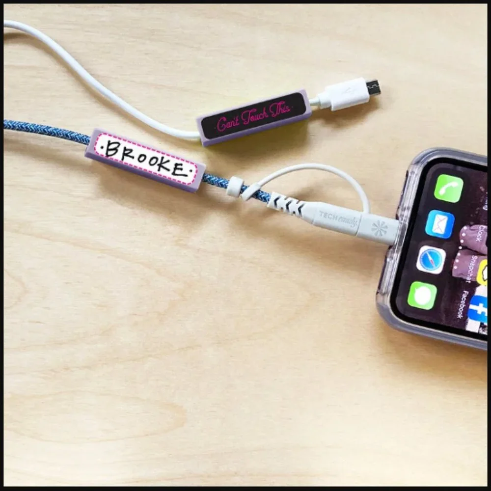 🔥3/$30 NIP Tech Candy ID ME Cord Tag Set Lavender Reusable Identification Tags